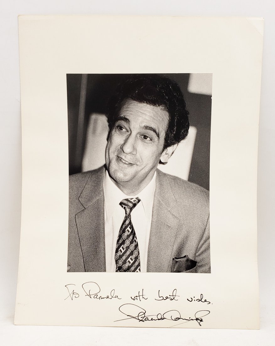 Placido Domingo: Signed Photo Portrait: B/W photo of Placido Domingo by P.Rankin- Smith mounted on art paper /board and signed on the margin by Placido Domingo. The signature is authentic with provenance. Image size : 6.5 x 9 inches. Mount 