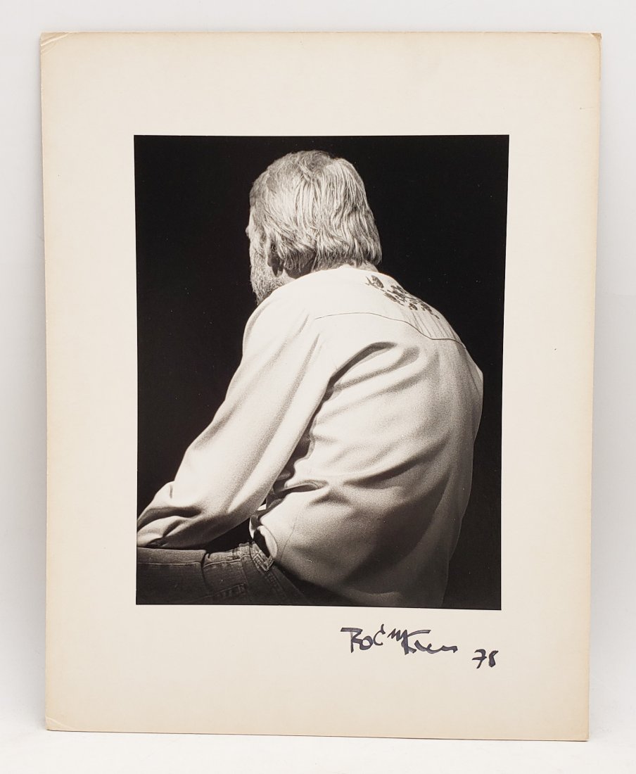 Rod McKuen: Signed Photo Portrait: B/W photo of Rod McKuen by P.Rankin- Smith mounted on art paper /board and signed on the margin by Rod McKuen. The signature is authentic with provenance. Image size : 7.25 x 9.25 inches. Mount size: 