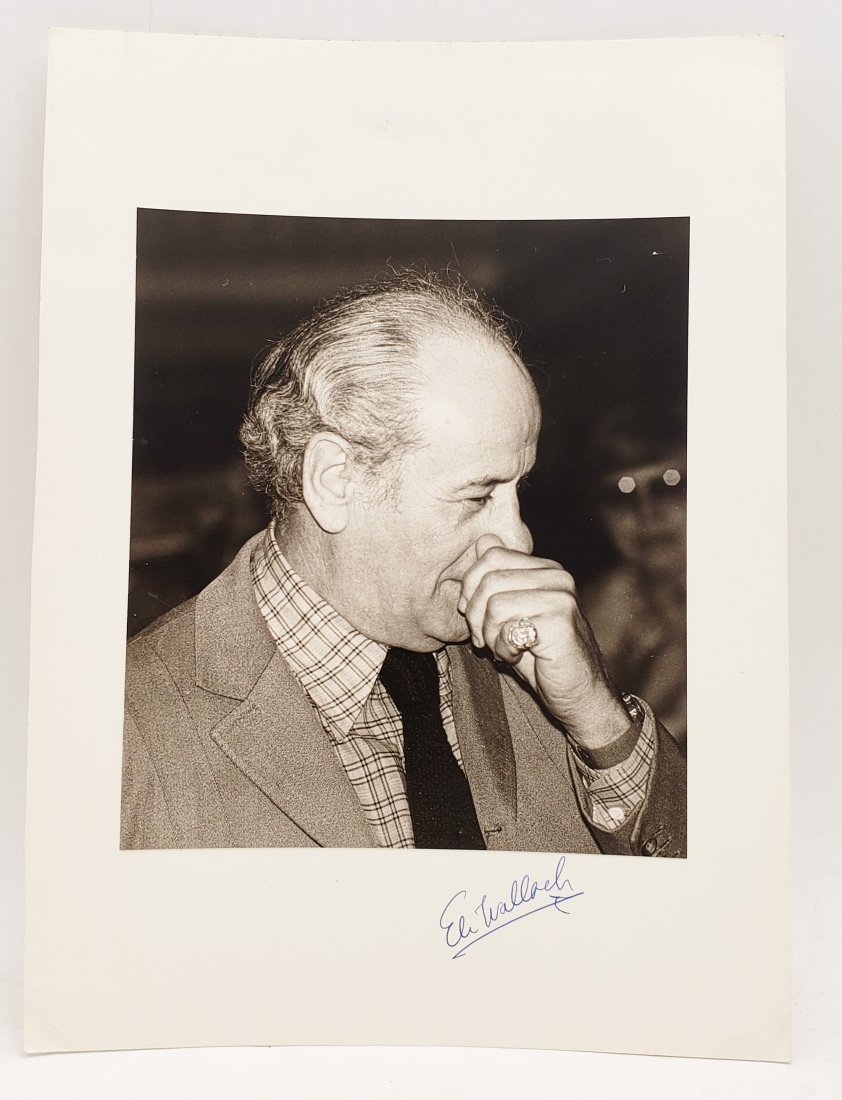 Eli Wallach: Signed Photo Portrait: B/W photo of Eli Wallach by P.Rankin- Smith mounted on art paper and signed on the margin by Eli Wallach. The signature is authentic with provenance. Image size : 6.5 x 7.5 inches. Mount size: 8.5 x 1