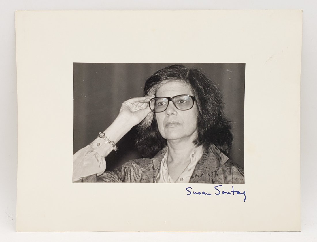 Susan Sontag: Signed Photo Portrait: B/W photo of Susan Sontag by P.Rankin- Smith mounted on art paper /board and signed on the margin by Susan Sontag. The signature is authentic with provenance. Image size : 8.5 x 6 inches. Mount size :