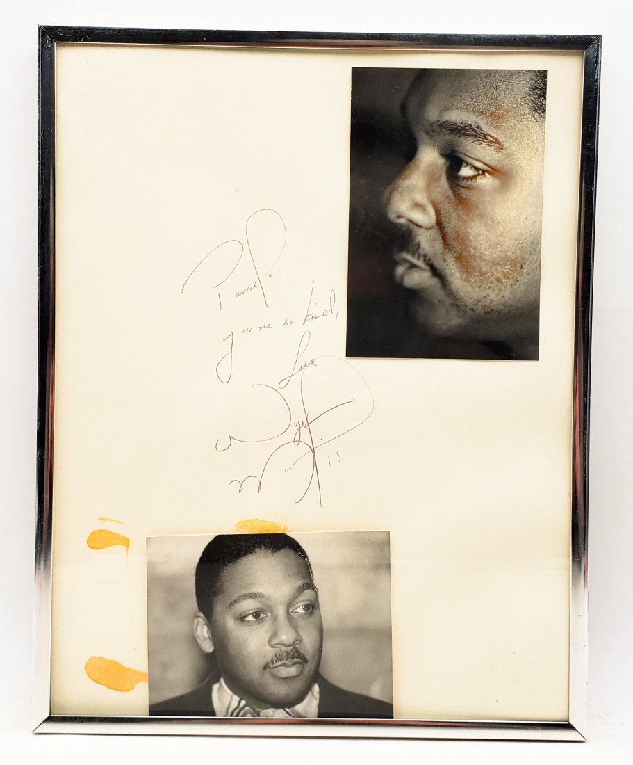 Wynton Marsalis: Framed Signed Photo Portrait: B/W photos of Wynton Marsalis by P.Rankin- Smith mounted on art paper /board, signed and warmly inscribed on the margin by Wynton Marsalis. The signature is authentic with provenance. Image sizes : 4 