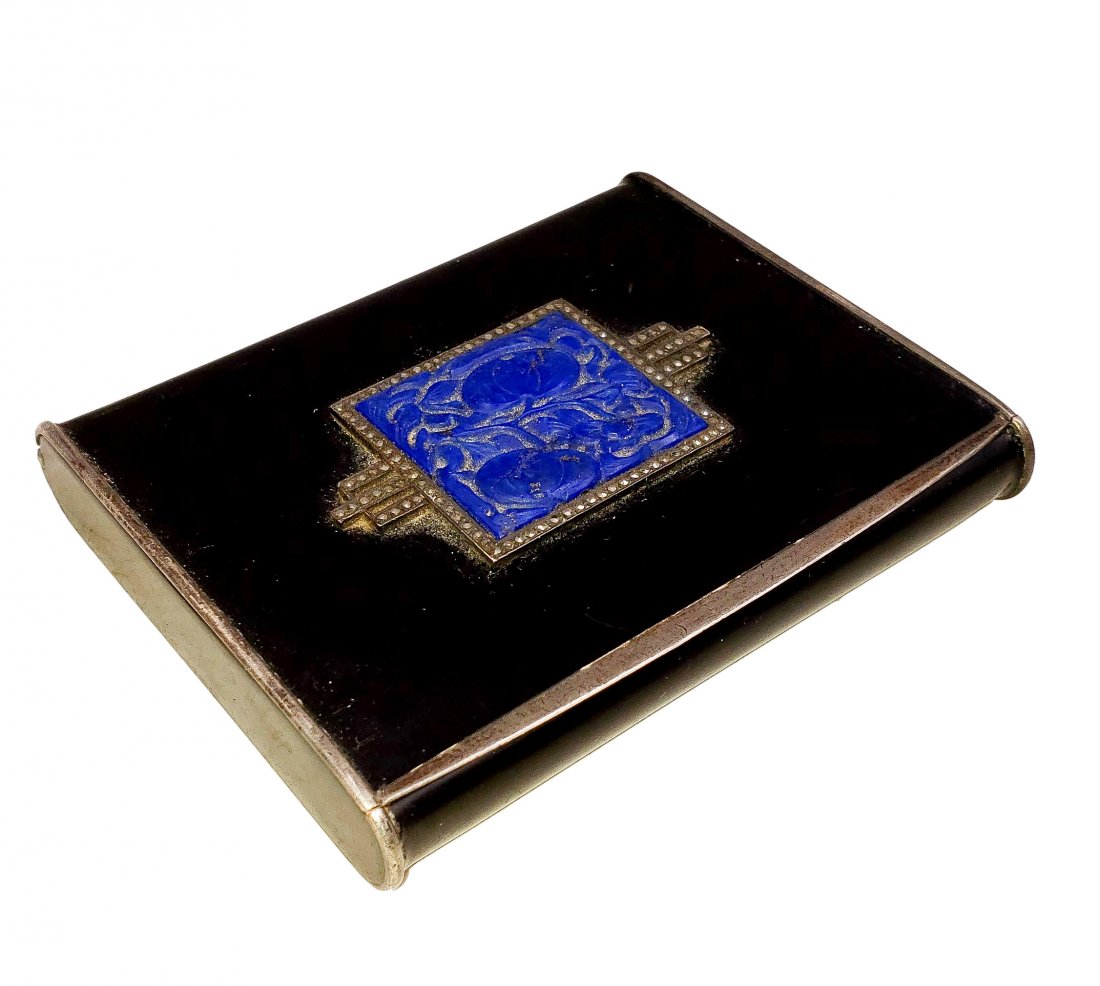 Early Alfred Dunhill Paris Enameled Carved Lapis Snuff (1 of 5)