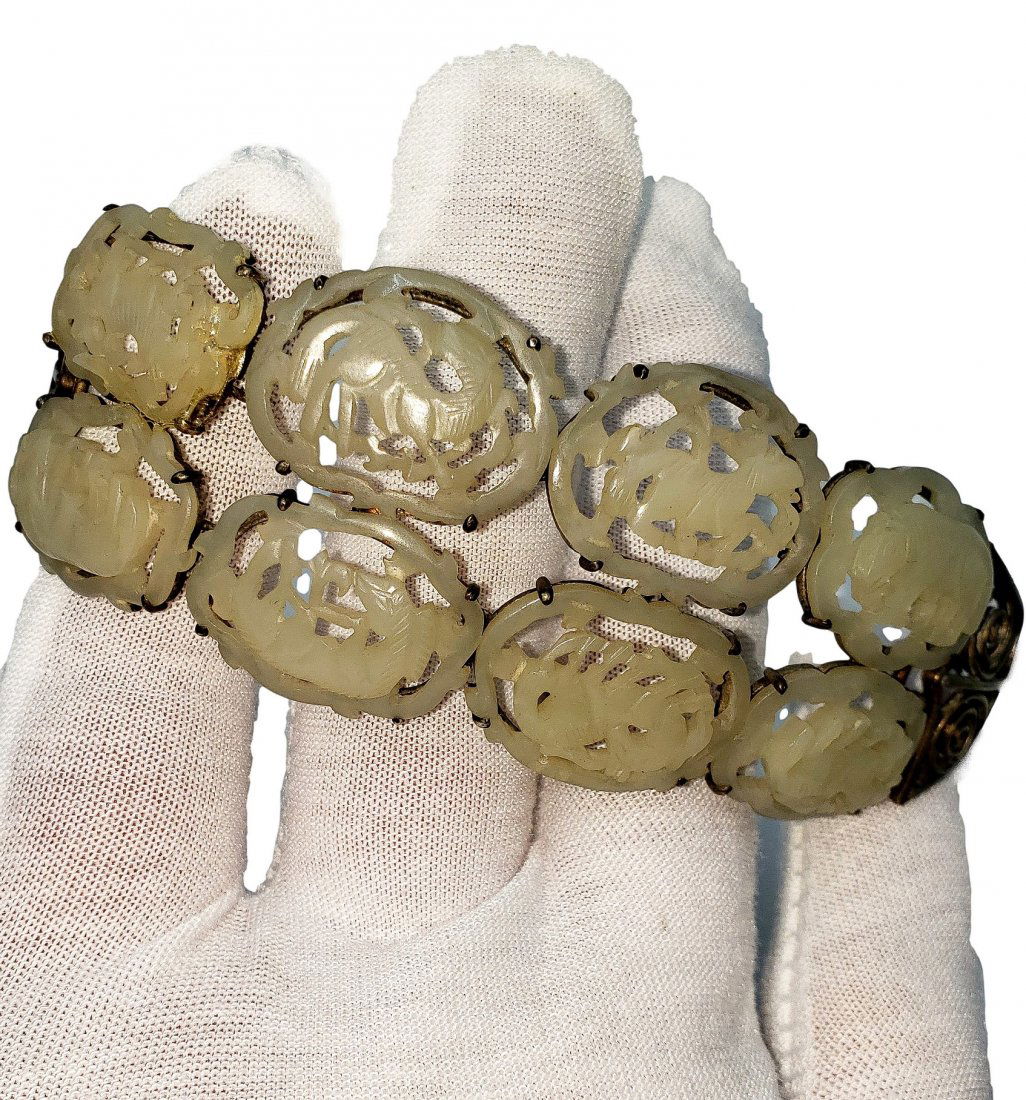 Vintage Jade & Silver Animal Bracelet (1 of 3)