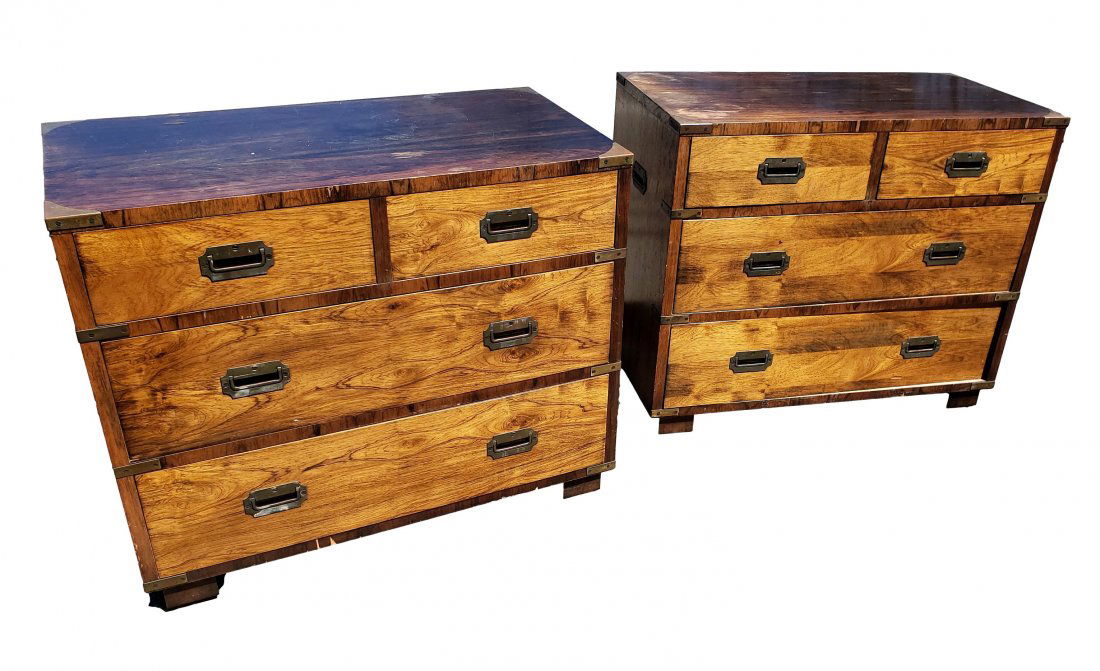 Vintage Campaign Style Chests  (pair) by John Stuart (1 of 5)