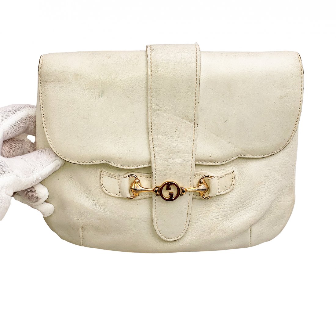 Vintage gucci white store shoulder bag