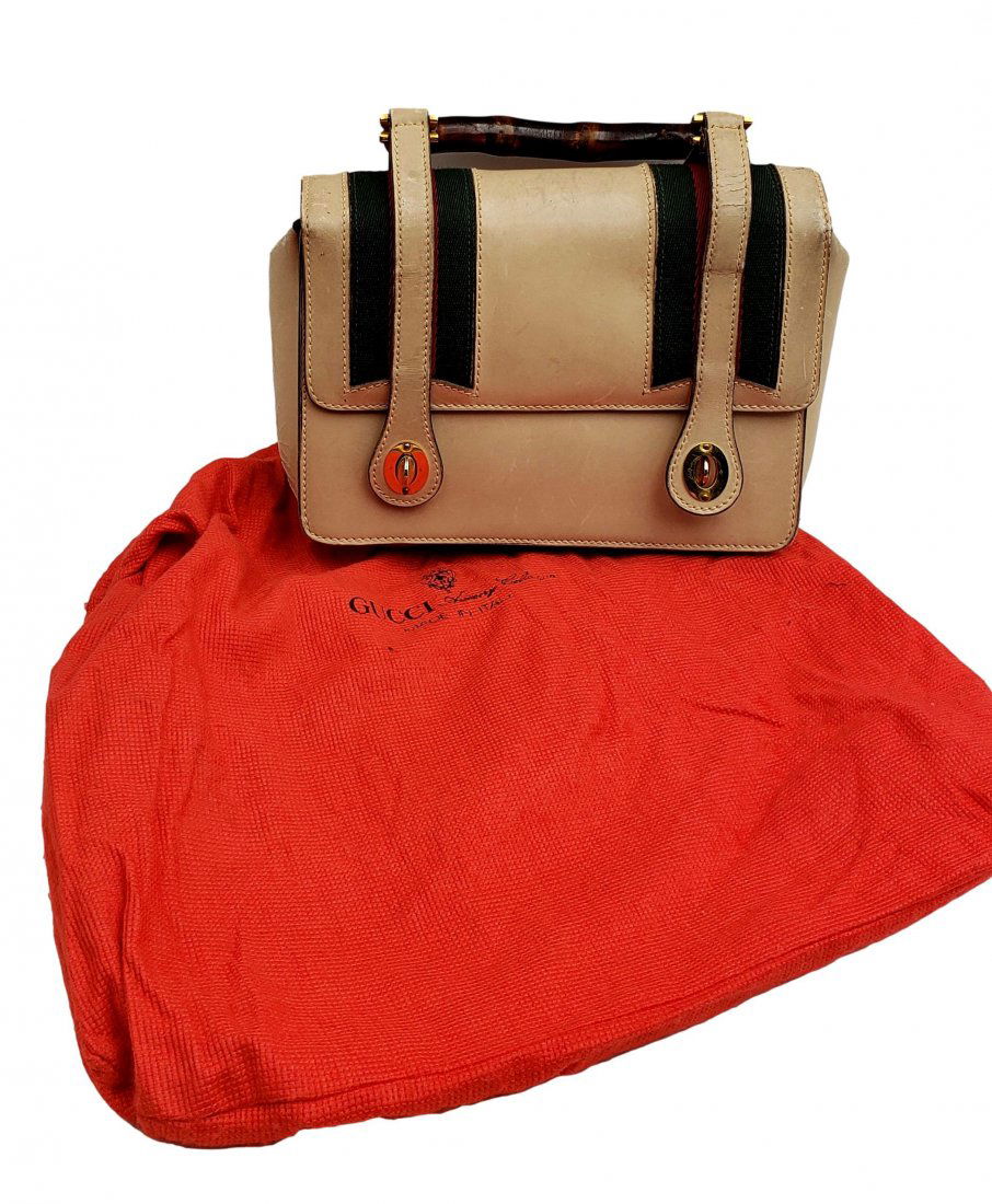 Vintage Gucci Striped Bamboo Handle Bag (1 of 7)