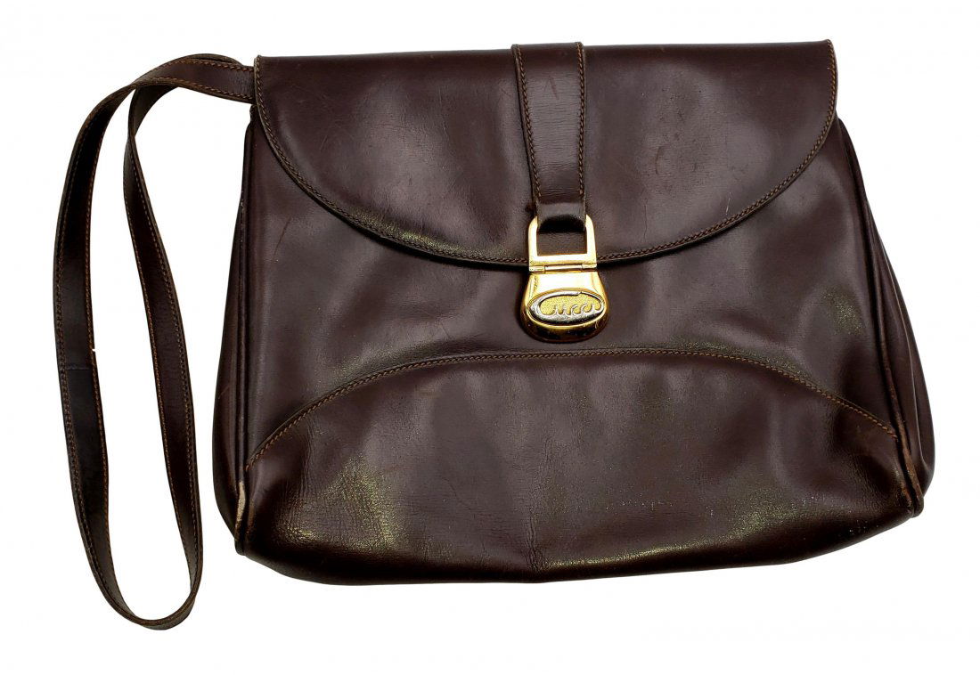 Vintage Script Gucci Brown Shoulder Bag (1 of 5)