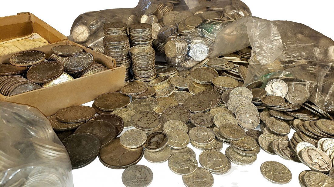 42 LBS 1964 or Earlier UNSORTED US SILVER COINS (1 of 1)