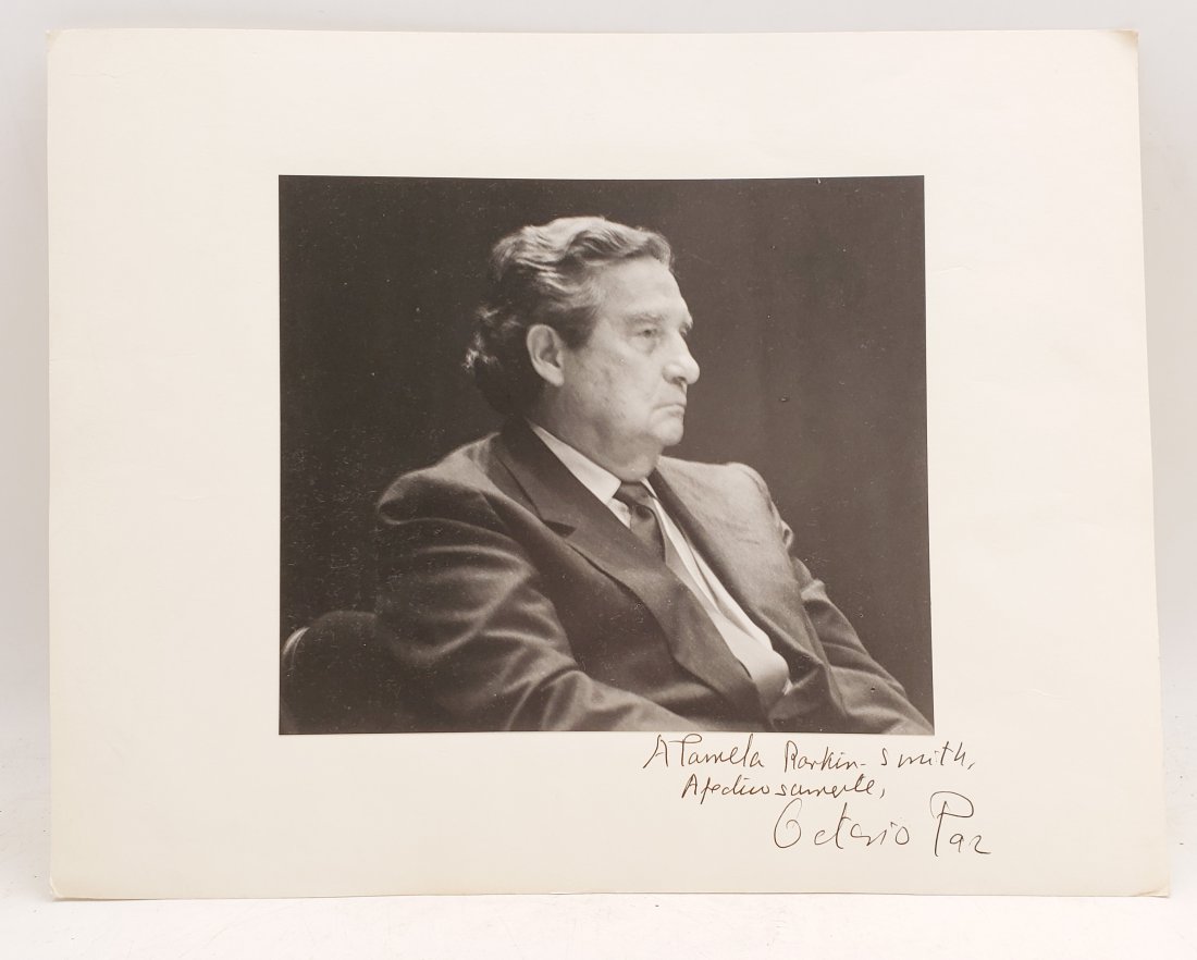 Octavio Paz : Signed Photo Portrait: B/W photo of Octavio Paz by P.Rankin- Smith mounted on art paper /board and signed on the margin by Octavio Paz. The signature is authentic with provenance. Image size : 8.25 x 7.25 inches. Mount size