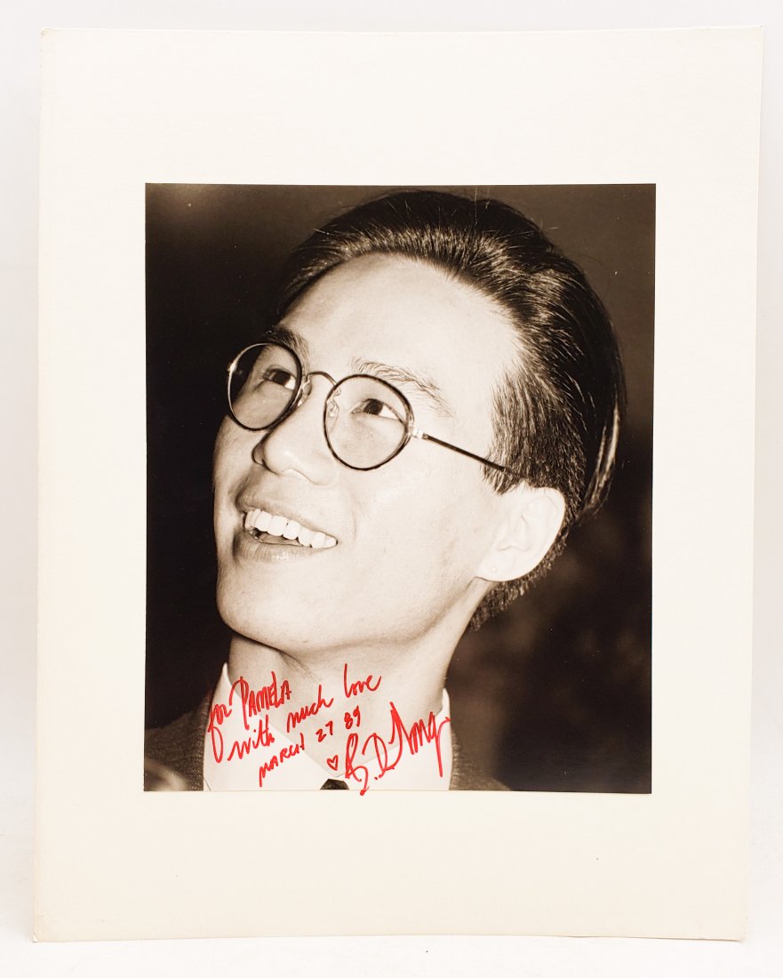 BD Wong, 1989: Signed Photo Portrait: B/W photo of BD Wong by P.Rankin- Smith mounted on art paper /board and signed on the photo in red by BD Wong, March 27, 1989. The signature is authentic with provenance. Image size : 8 x 9.5 inches. 