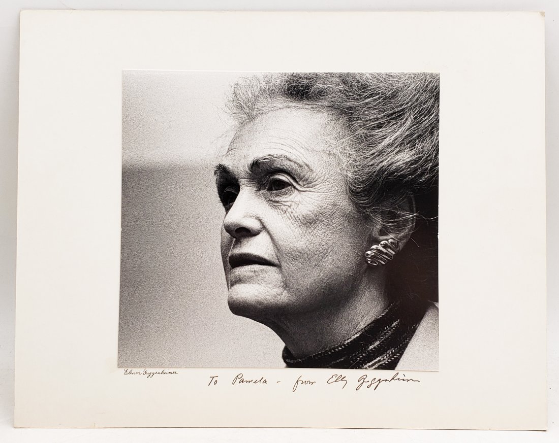Elinor Guggenheimer : Signed Photo Portrait: B/W photo of Elinor Guggenheimer by P.Rankin- Smith mounted on art paper /board and signed on the margin by Elinor Guggenheimer. The signature is authentic with provenance. Image size : 8.5 x 8 inches