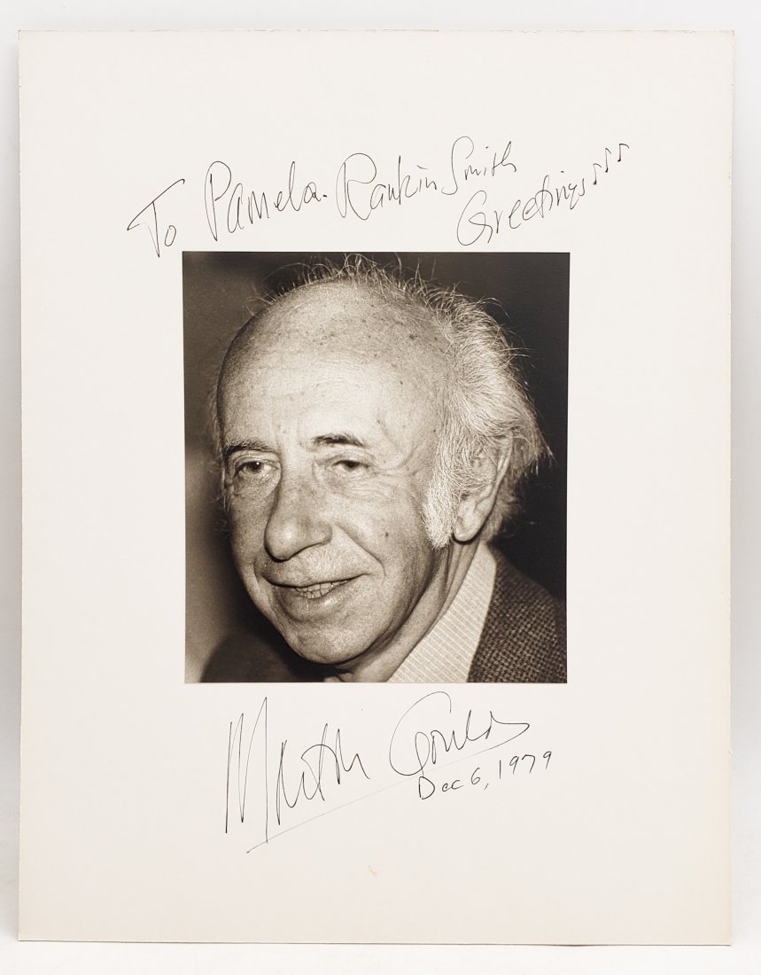 Morton Gould, 1979 : Signed Photo Portrait: B/W photo of Morton Gould by P.Rankin- Smith mounted on art paper /board and signed on the margin by Morton Gould, Dec.6, 1979. The signature is authentic with provenance. Image size : 6.75 x 6 inches