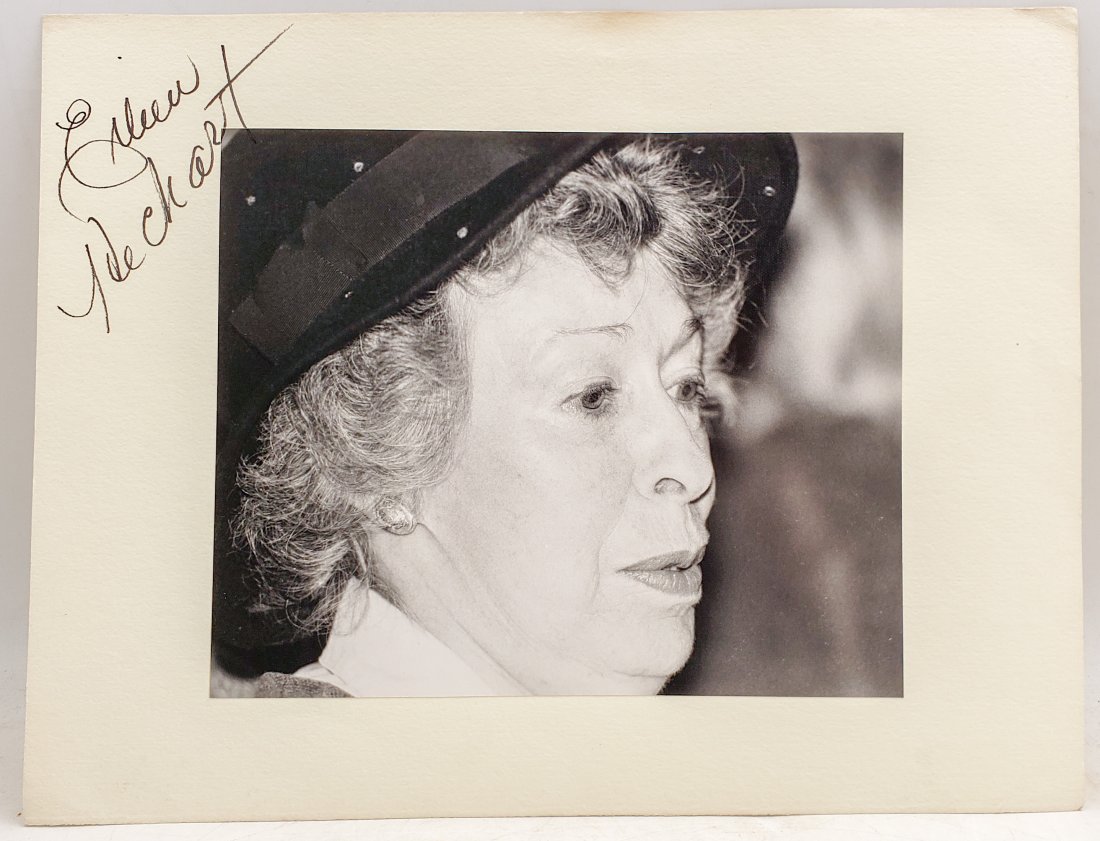 Eileen Heckart : Signed Photo Portrait: B/W photo of Eileen Heckart by P.Rankin- Smith mounted on art paper /board and signed on the margin by Eileen Heckart. The signature is authentic with provenance. Image size : 7.75 x 9.25 inches. Moun