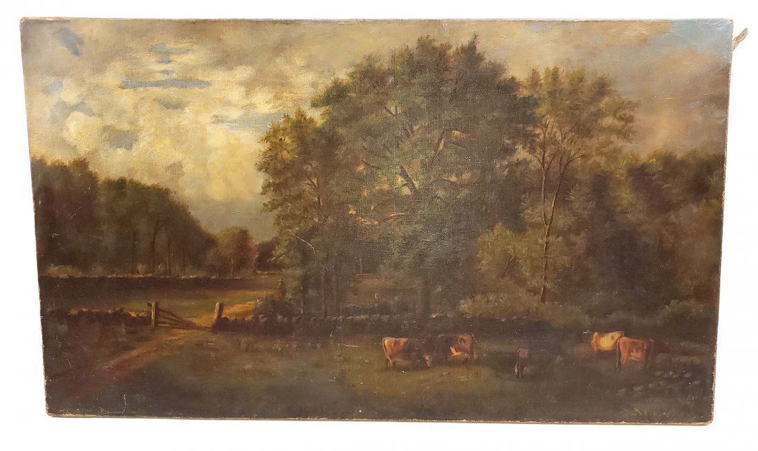 19th C Hudson River School OOC Pastoral with Cows  (1 of 2)