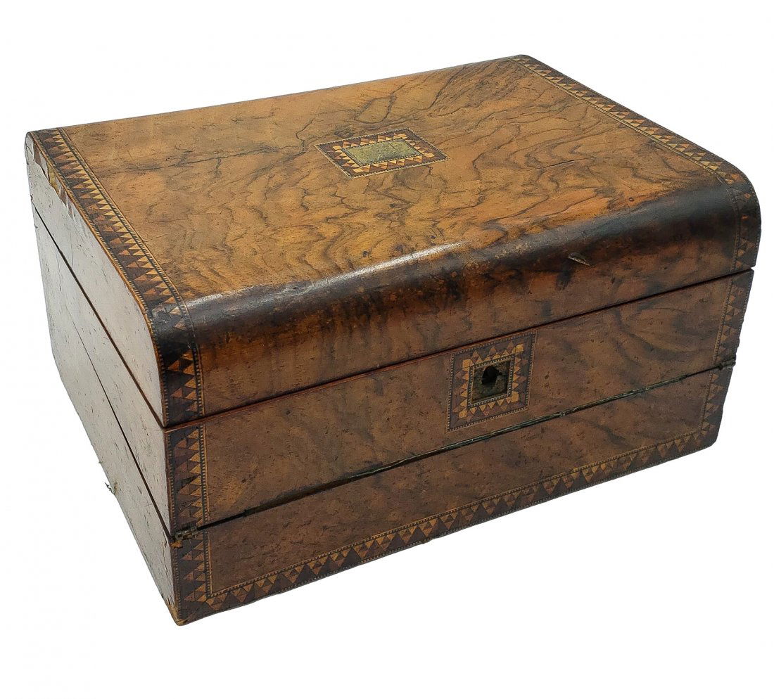 19th Century Lap Desk : Inlay Pattern / Burl Wood (1 of 9)