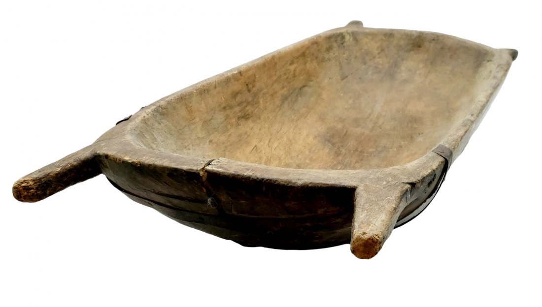 Primative Dough Trencher w/ Handles : Seasoned Antique (1 of 3)