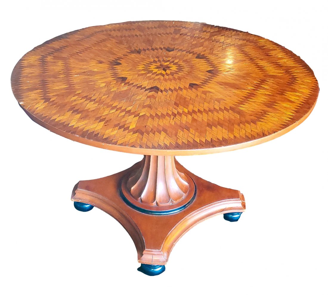 Starburst Parquetry Round Pedestal Table (1 of 2)