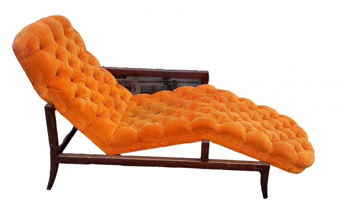 Orange Tufted Wave Chaise, circa 1970s (1 of 4)