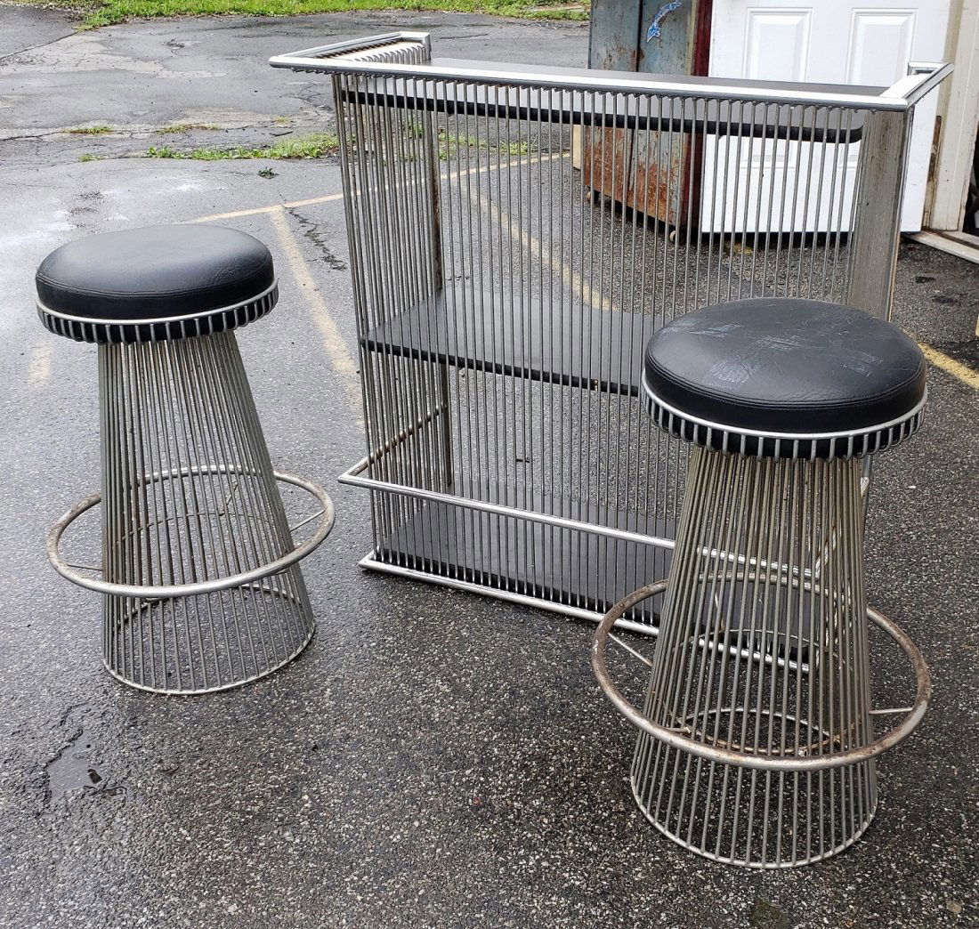 Modern Chrome Wire Bar and Bar Stools (1 of 3)