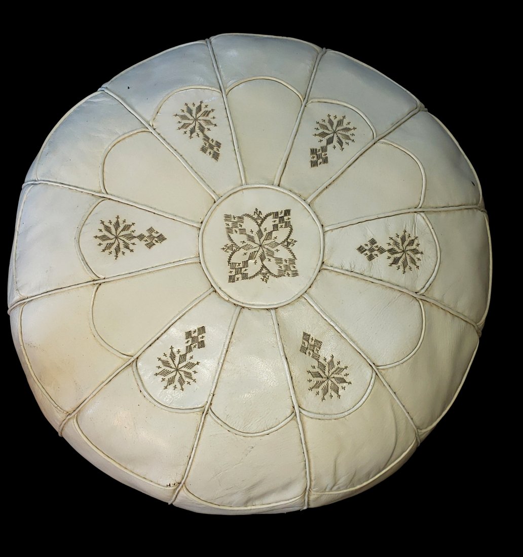 1970s Moraccan Style Leather Pouf Ottoman (1 of 3)