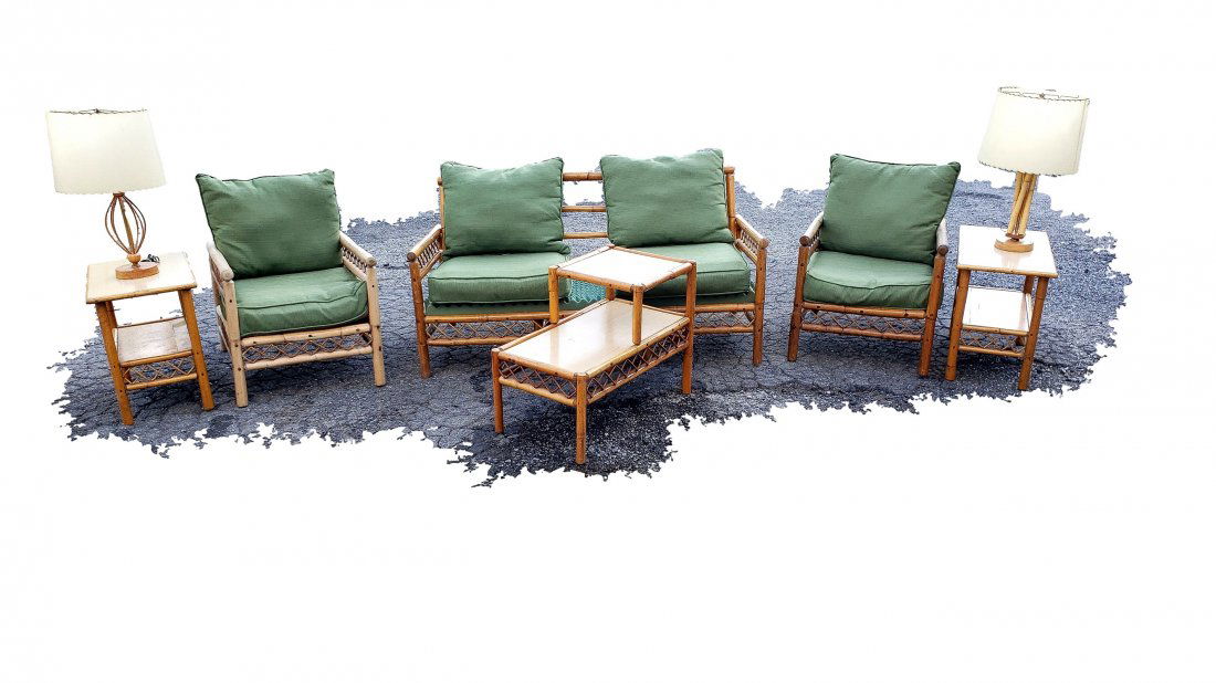 Vintage Ficks Reed Bamboo Suite - Sofa, Chairs, Tables (1 of 5)