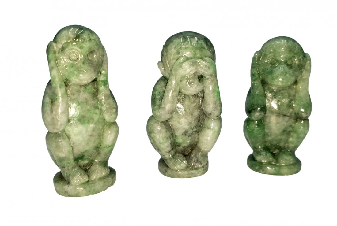 Hand Carved Jadite Three Wise Monkeys (1 of 5)