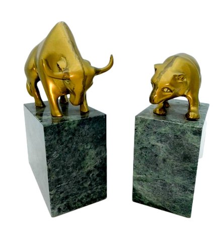 Wall Street Bookends: Brass: Bull and Bear (1 of 5)