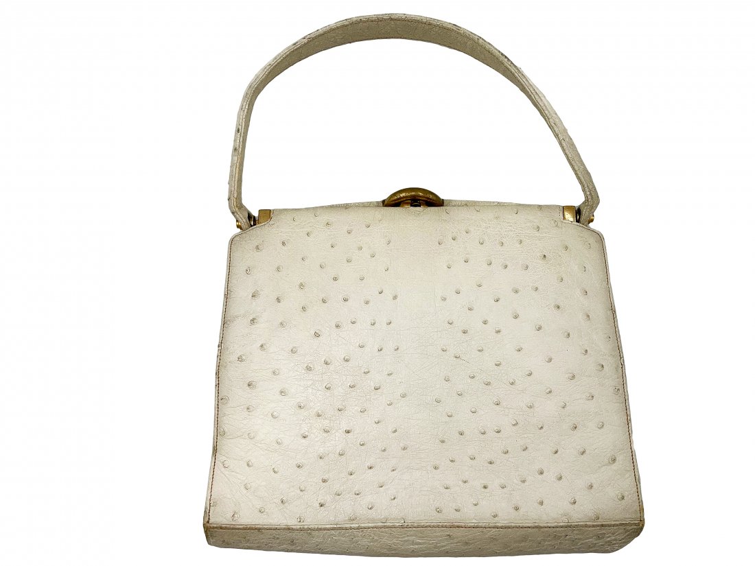 Classic White Lucille de Paris Ostrich Handbag (1 of 3)