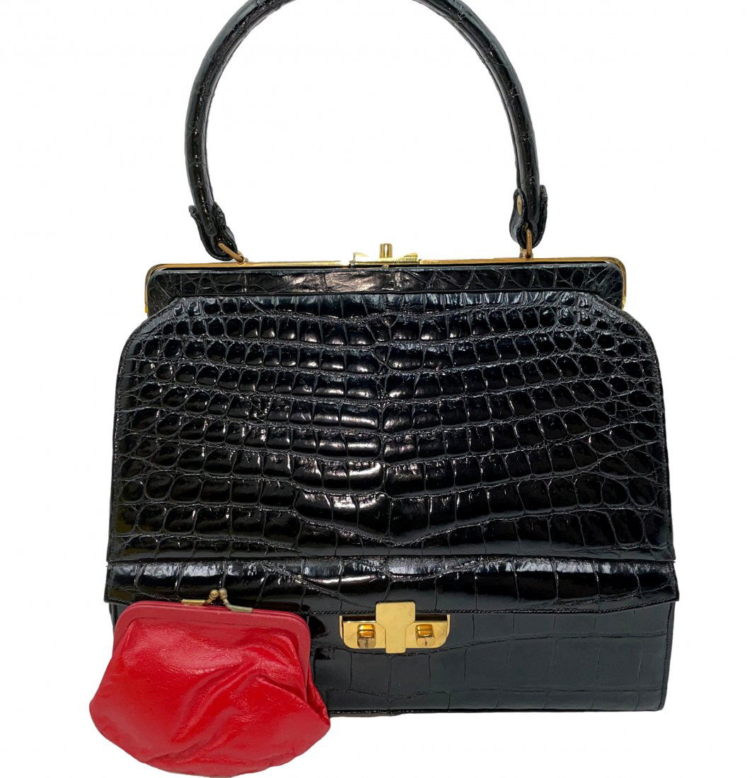 Milch Black Crocodile Leather Handbag (1 of 9)