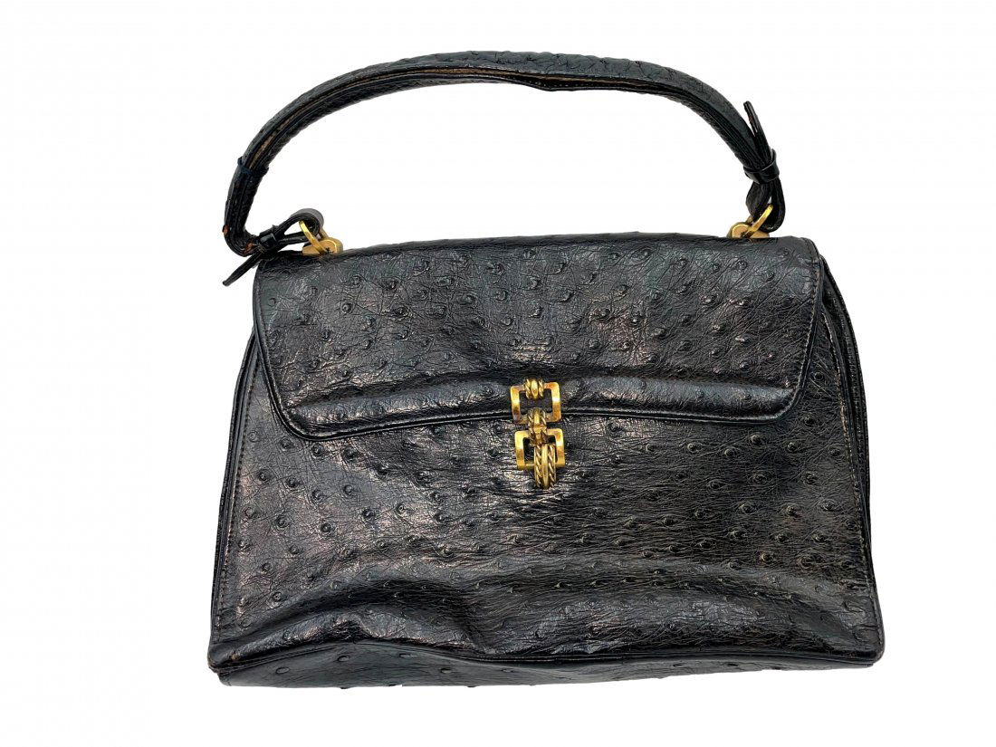 Jane Brak Black Ostrich Leather Handbag (1 of 8)