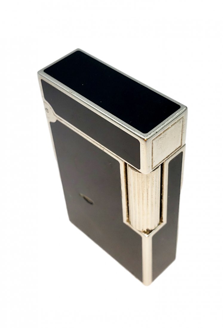 S T Dupont Paris Cigar Lighter- Silver and Onyx Enamel (1 of 5)