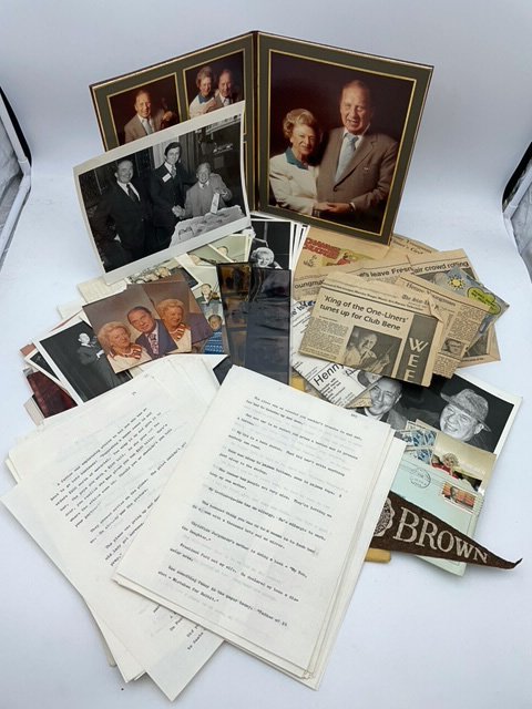 Henny Youngmans Personal Portfolio: Personal portfolio of famous comedian and musician, Henny Youngman, most known for his one-liner jokes. His personal portfolio consists of a photo album book with photos of Henny and his wife, Sadie; 