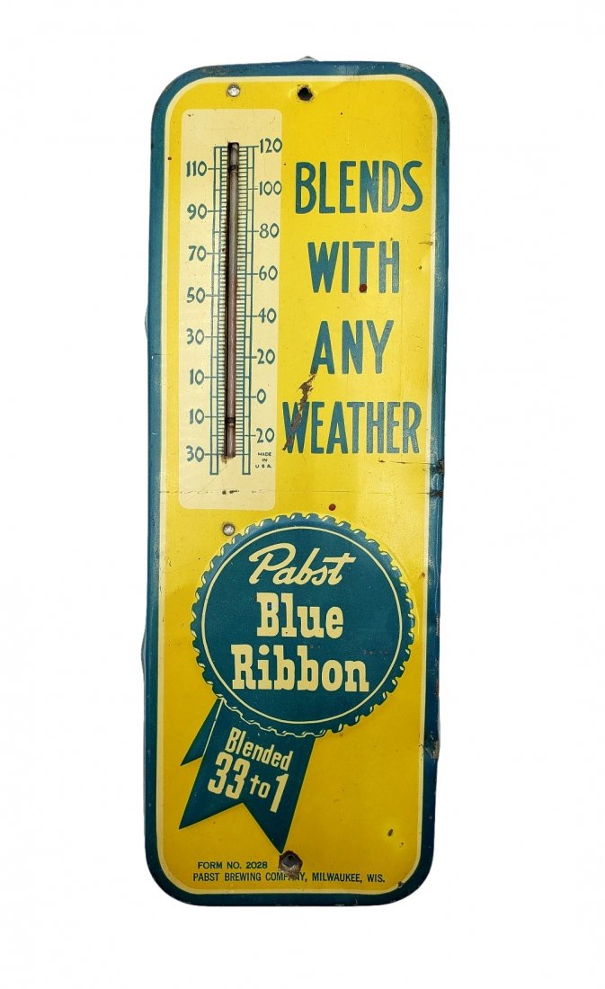 Vintage Pabst Blue Ribbon Advertisement Thermometer (1 of 5)