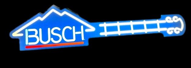 Busch Electric Art Guitar Light :: Anheuser Busch Electric Art Guitar Light Working new condition plastic Busch electric art guitar pull string light equipped with a 30 watt bulb and comes with the instruction/installation sheet and in