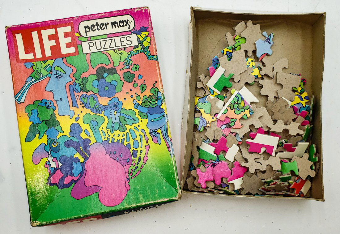 Singed Peter Max LIFE Puzzle : 1970  Jig Saw: In Box (1 of 5)