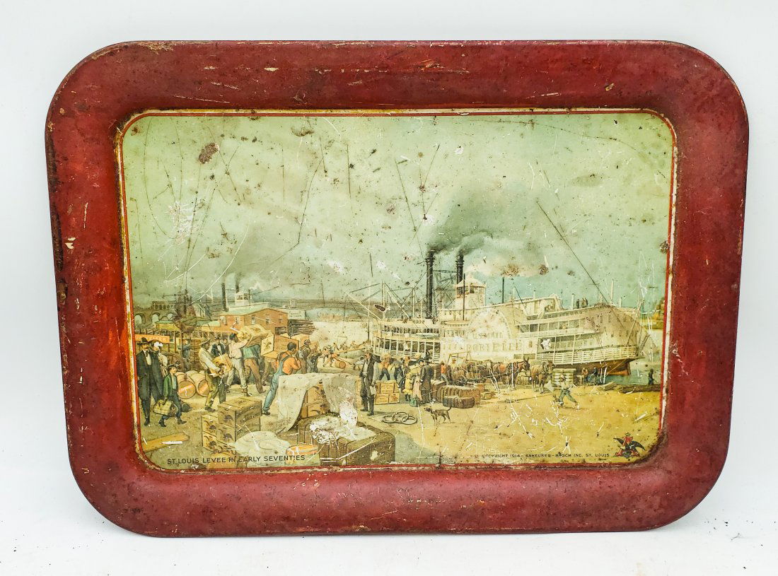 1930's Anheuser Busch ; Tin Litho Beer Serving Tray (1 of 5)