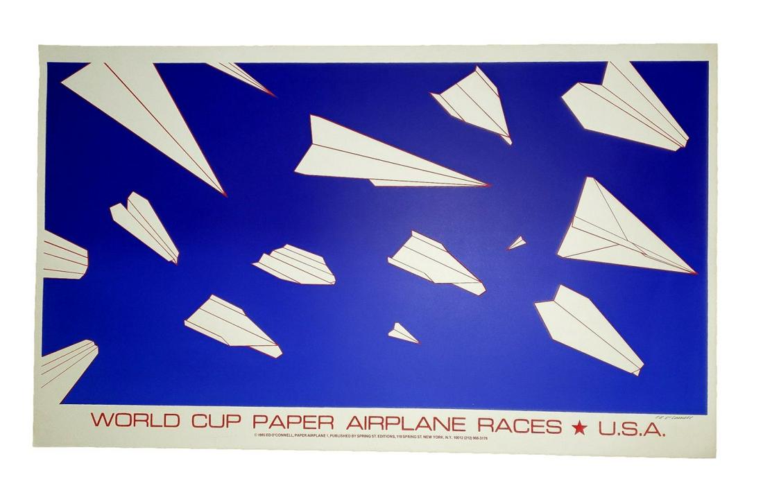1985 World Cup Paper Airplane Races Signed Silkscreen Poster (1 of 1)