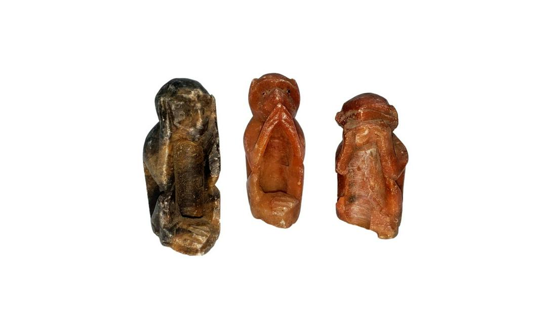 Monkey Soapstone Carvings: Three Primitive Works (1 of 3)