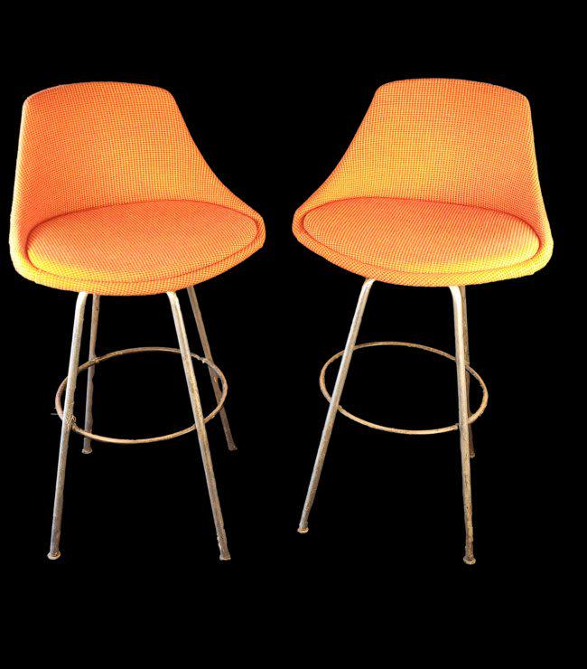 Mid Mod Orange Bistro Chairs: Counter Stools (1 of 1)