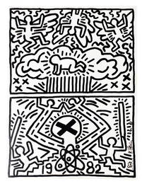 Keith Haring 1982 Hand Signed, Dated, Anti Nuclear Poster with hand-drawn "Radiant Baby"