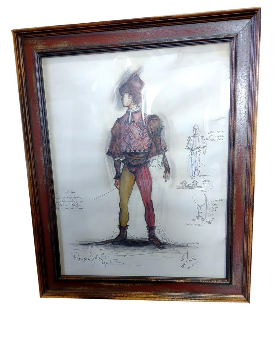 Romeo & Juliet: " Page to Paris " Costume Sketch: Signed Original Design (1 of 8)