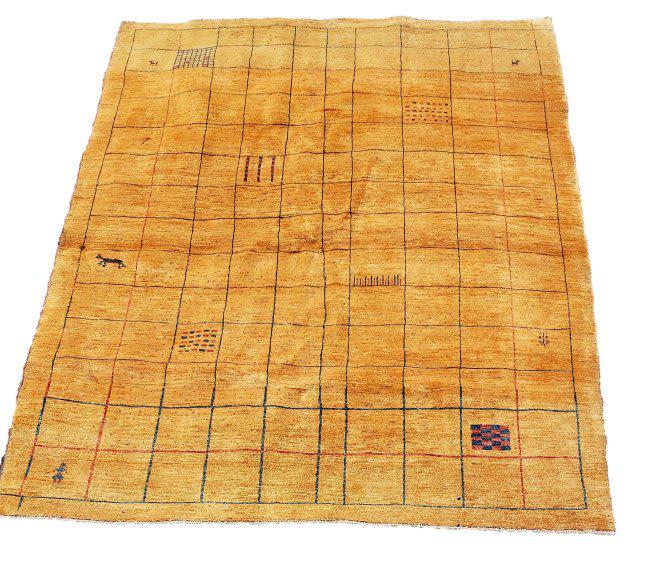 Persian Nomad Gabbeh Rug Gold Field Hand Knotted (1 of 6)