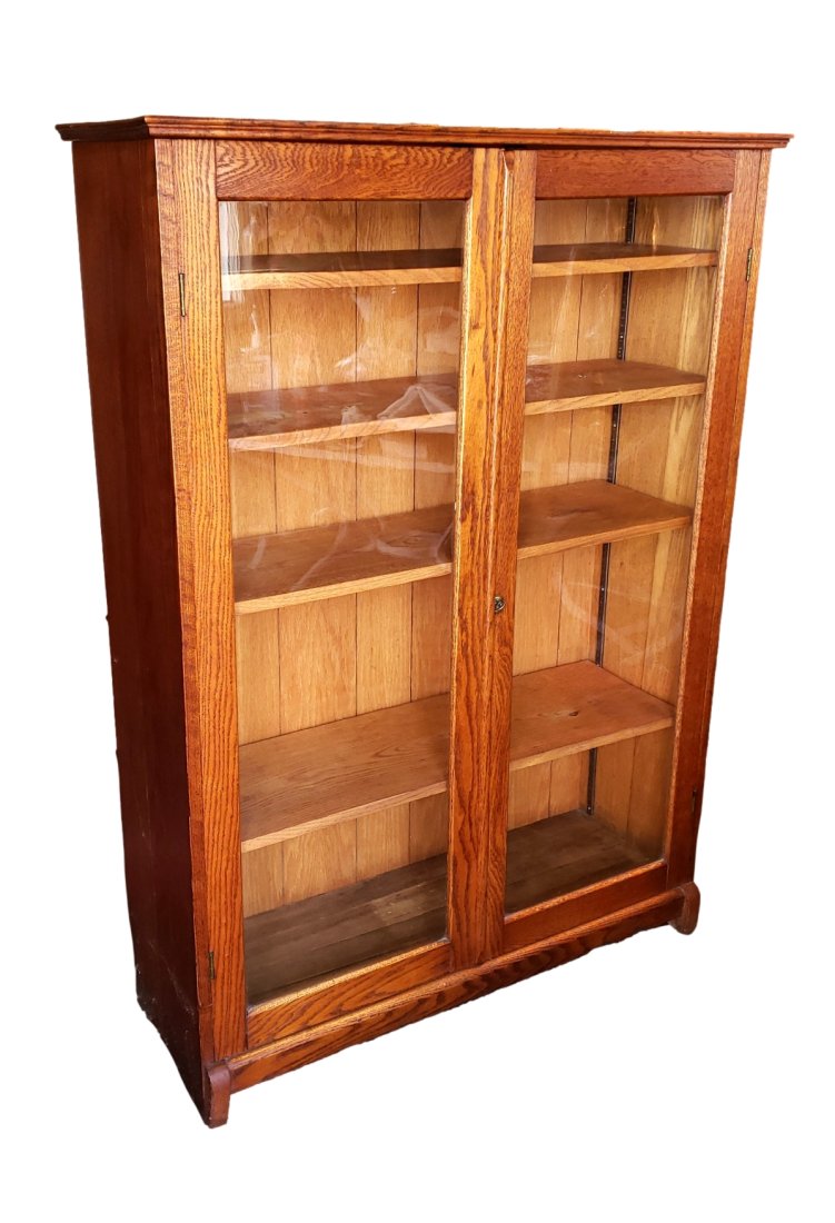 Glass Door Oak Bookcase (1 of 3)