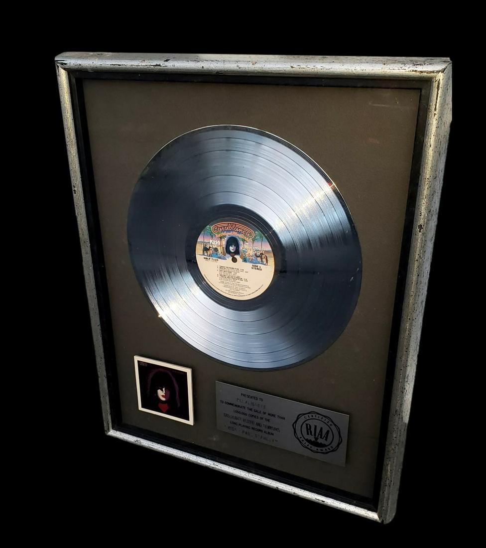 Paul Stanley Kiss, Solo Gold RIAA Presentation Record with Provenance (1 of 4)