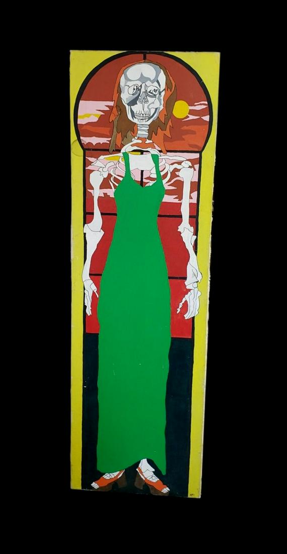 Original Psychedelic Skeleton Acrylic on Canvas Signed (1 of 5)