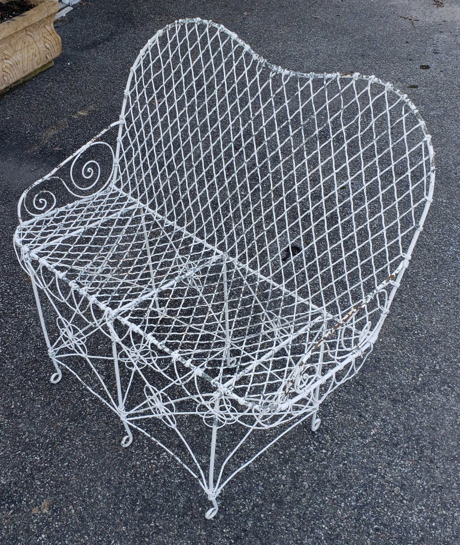 Vintage Wire Iron Garden Bench:  Manner of Salterini (1 of 5)