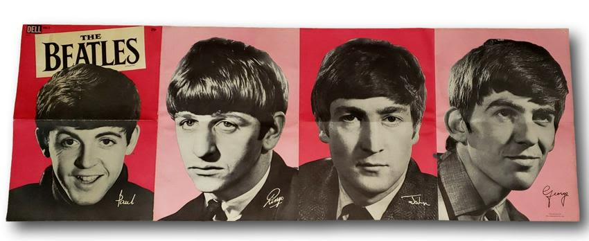 Authentic Original 1964 Dell No. 2 Large Beatles Fold-out Poster (1 of 5)