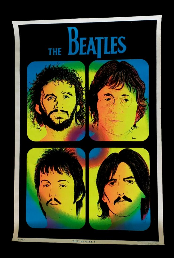 The Beatles # 953 Vintage Blacklight Poster Circa 1980s (1 of 5)