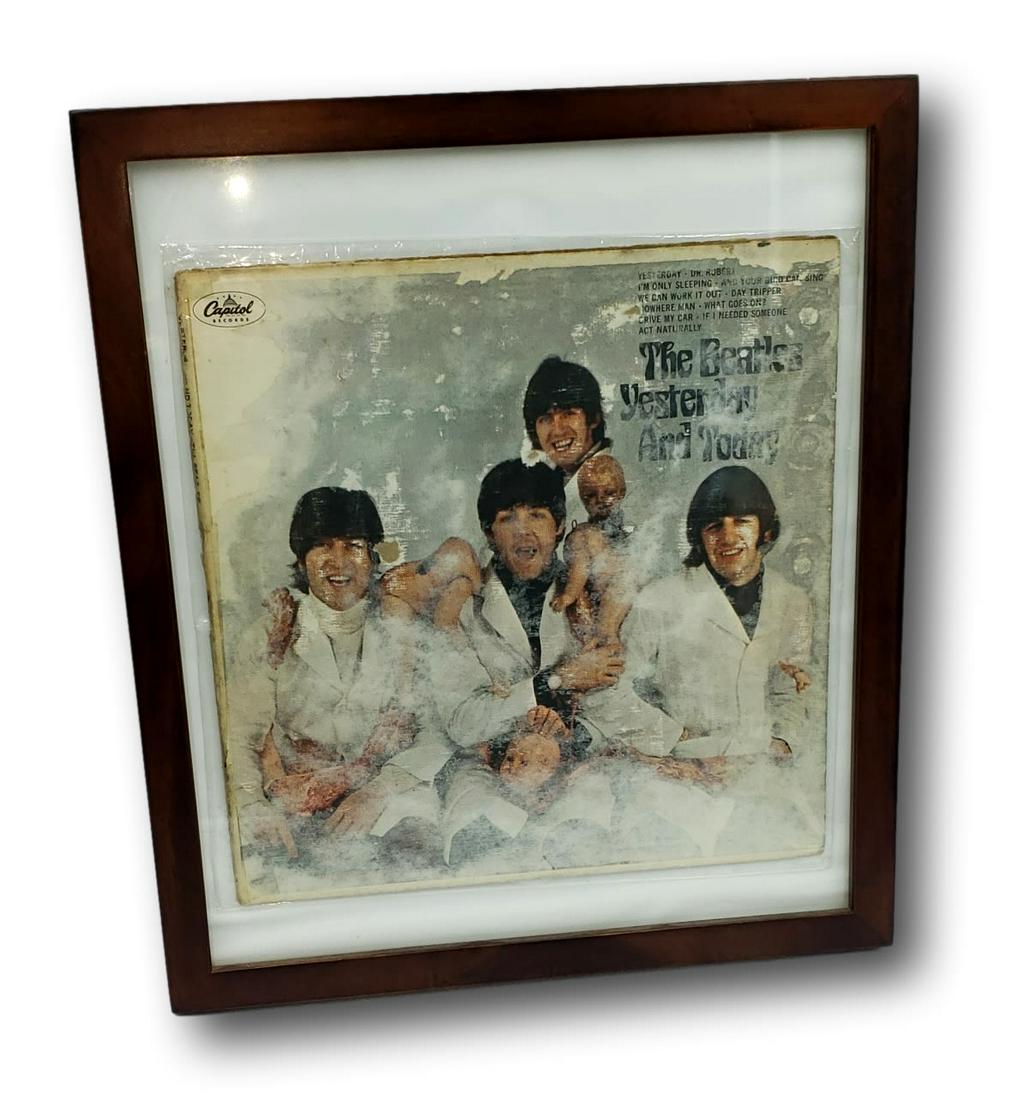 The Butcher Cover: Third State 1966 Original Beatles Album Sleeve Framed: The Butcher Cover : AKA: The Beatles Yesterday and Today is remembered for the controversy surrounding its original cover image. Collectors now know this 1966 design as the "butcher cover",