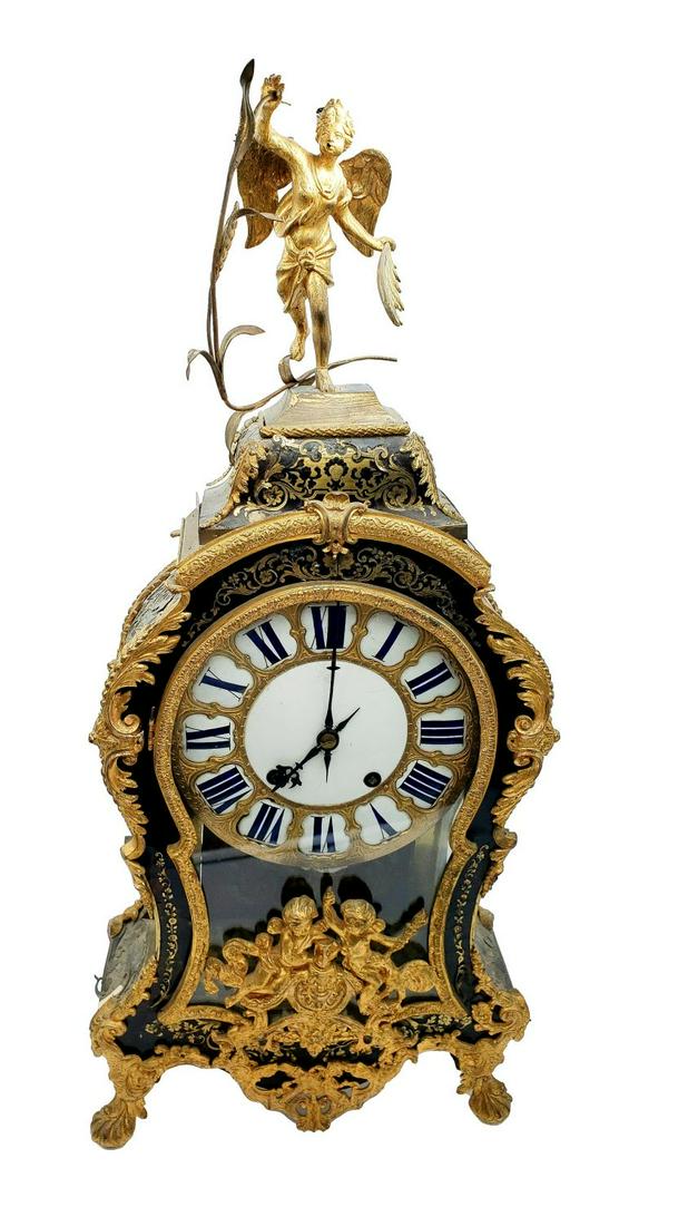 18th Century Boulle Clock: Among the most collectible and desirable clocks due to the ornate design and the clockmaker - Boulle. The clock is complete but will require total restoration. According to the certification that came